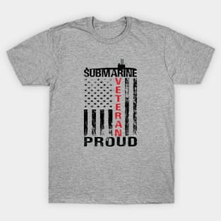 Submarine Veteran Proud Distressed Flag Blk T-Shirt